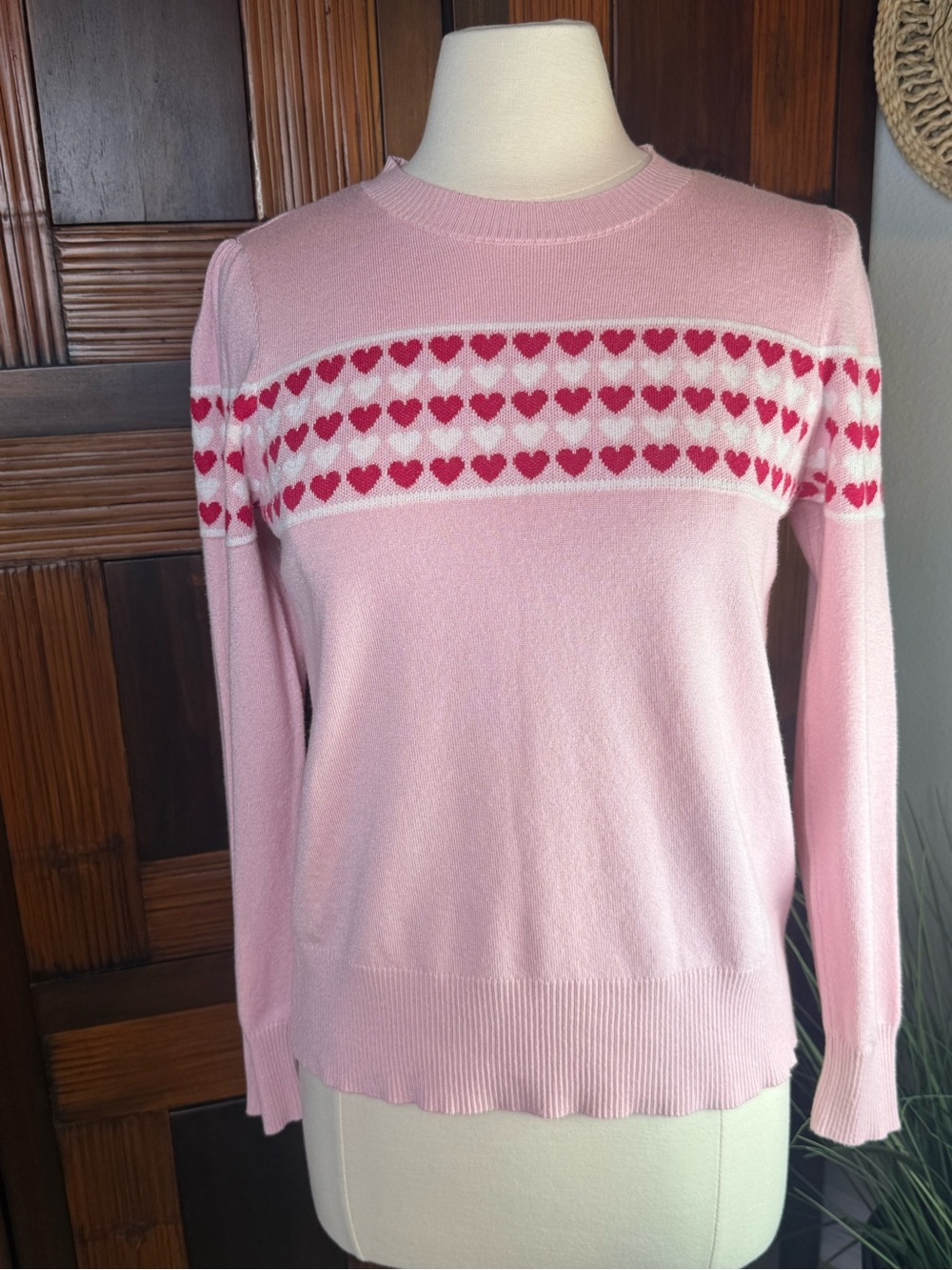 Marled Reunited Clothing Women’s M Pink Red Heart Valentine’s Day Sweater - Picture 2 of 12